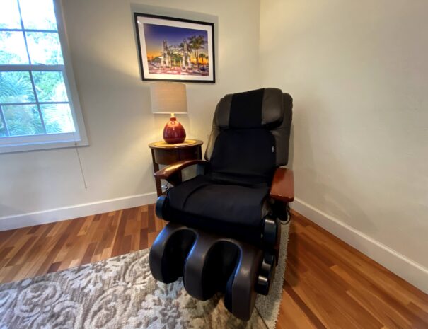 Relax and unwind in the human touch zero gravity massage chair.